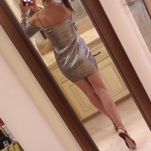 Express champagne-colored sequined dress, XS - Picture 11 of 14